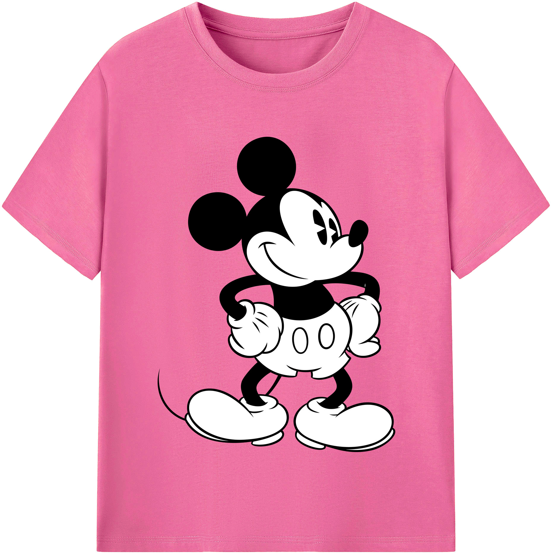 （画像用） ミッキーマウス Mickey Mouse レディースカジュアルプリントTシャツ（綿100％）